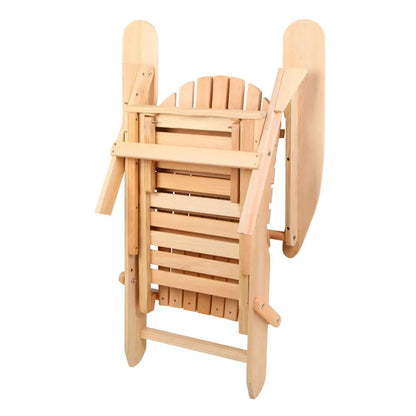 Gardeon 3PC Adirondack Outdoor Table and Chairs? Wooden Sun Lounge Beach Patio Natural - Image 5