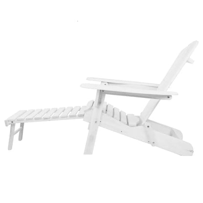 Gardeon 3PC Adirondack Outdoor Table and Chairs Wooden Sun Lounge Beach Patio White - Image 4