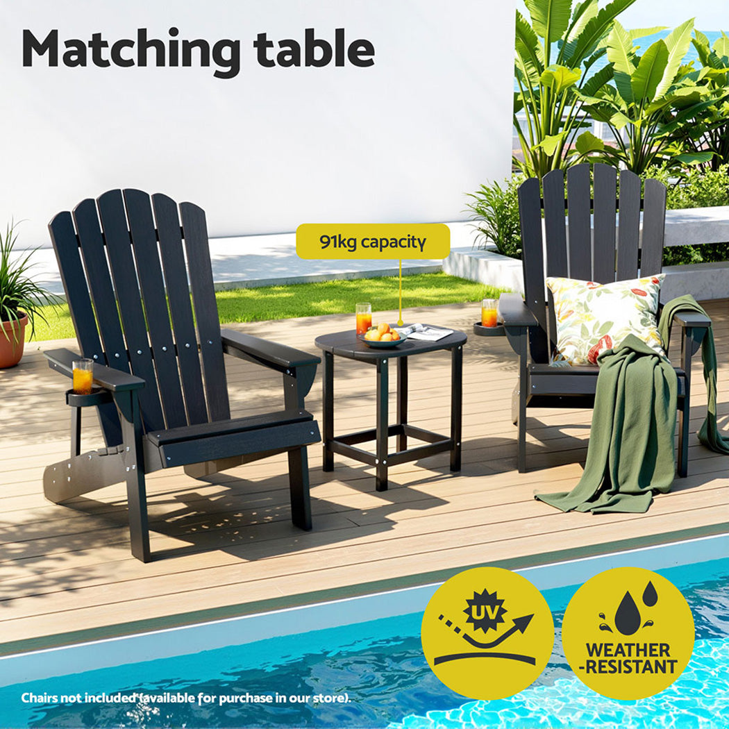 Gardeon Outdoor Coffee Side Table HDPE Desk Patio Furniture Camping Garden Black - Image 4