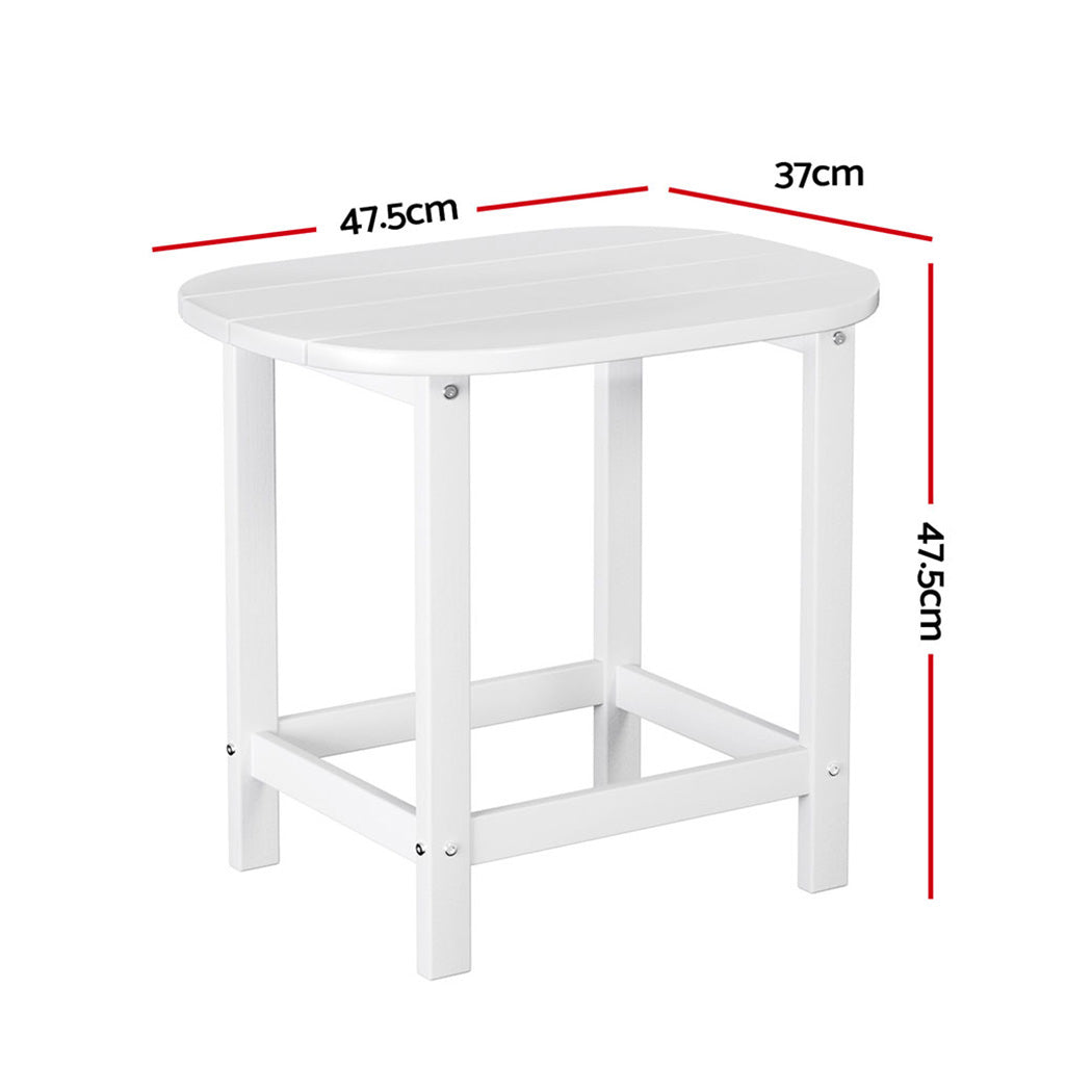Gardeon Outdoor Coffee Side Table HDPE Desk Patio Furniture Camping Garden White - Image 2