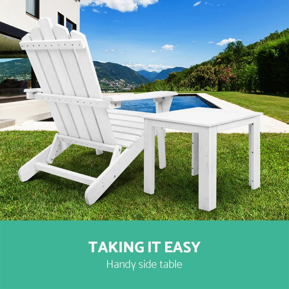Gardeon Coffee Side Table Wooden Desk Outdoor Furniture Camping Garden White - Image 6