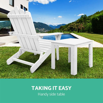Gardeon Coffee Side Table Wooden Desk Outdoor Furniture Camping Garden White - Image 6
