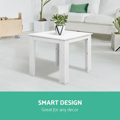 Gardeon Coffee Side Table Wooden Desk Outdoor Furniture Camping Garden White - Image 7