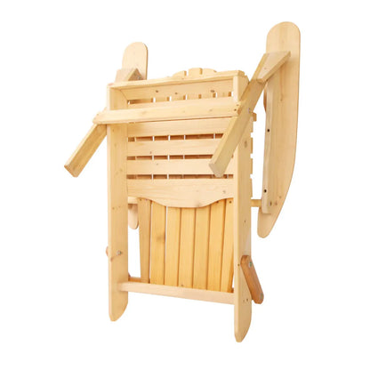 Gardeon 3PC Adirondack Outdoor Table and Chairs Wooden Foldable Beach Chair Natural - Image 5