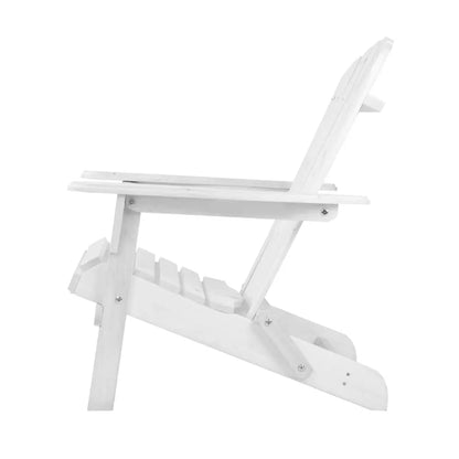 Gardeon 3PC Adirondack Outdoor Table and Chairs Wooden Foldable Beach Chair White - Image 4