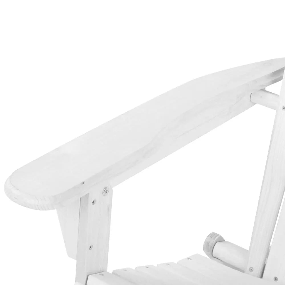 Gardeon 3PC Adirondack Outdoor Table and Chairs Wooden Foldable Beach Chair White - Image 6