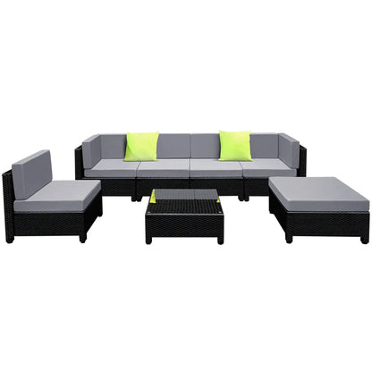 Gardeon 7-Piece Outdoor Sofa Set Wicker Couch Lounge Setting Seat Cover - Image 3