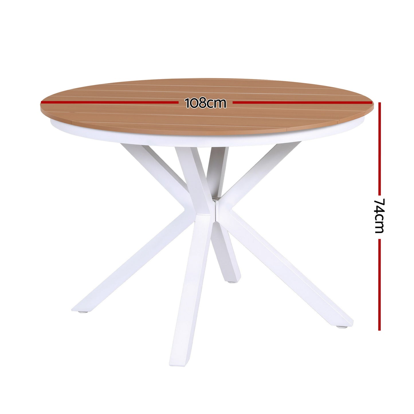 Gardeon Outdoor Dining Table 108CM Aluminum Frame WPC Top Desk Patio Furniture - Image 2