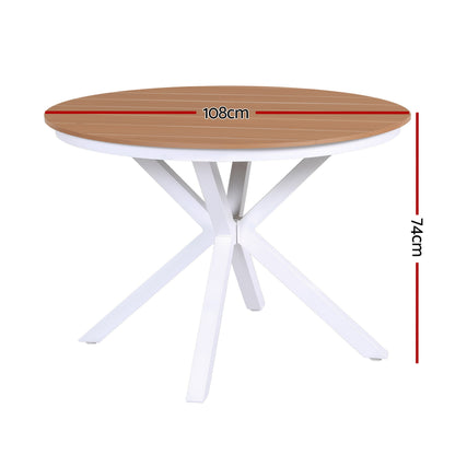 Gardeon Outdoor Dining Table 108CM Aluminum Frame WPC Top Desk Patio Furniture - Image 2