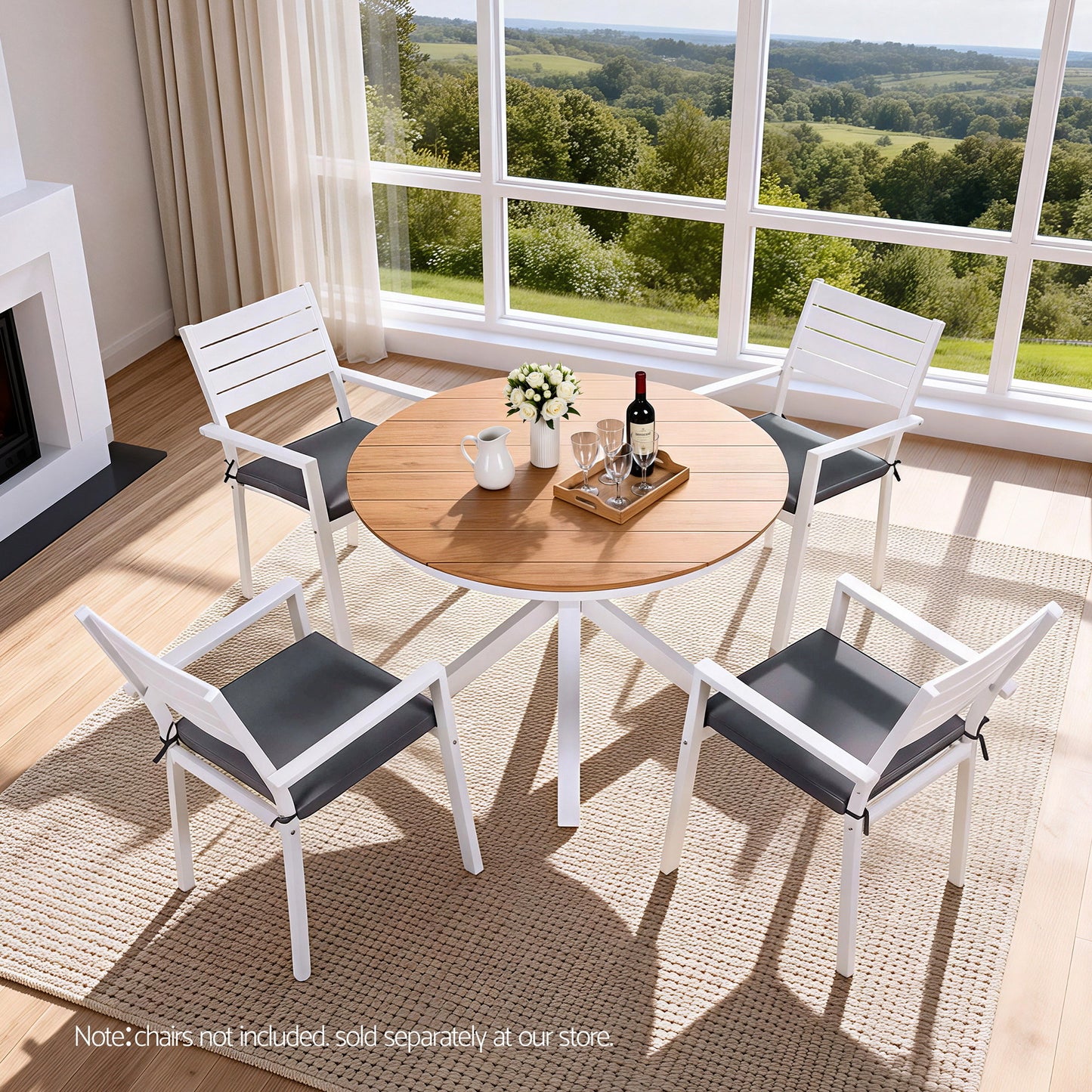 Gardeon Outdoor Dining Table 108CM Aluminum Frame WPC Top Desk Patio Furniture - Image 6