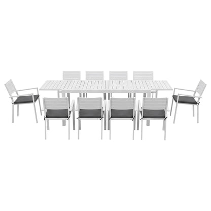 Gardeon Outdoor Dining Set 11PCS Aluminum Extendable Table and Chairs Patio Furniture White - Image 3