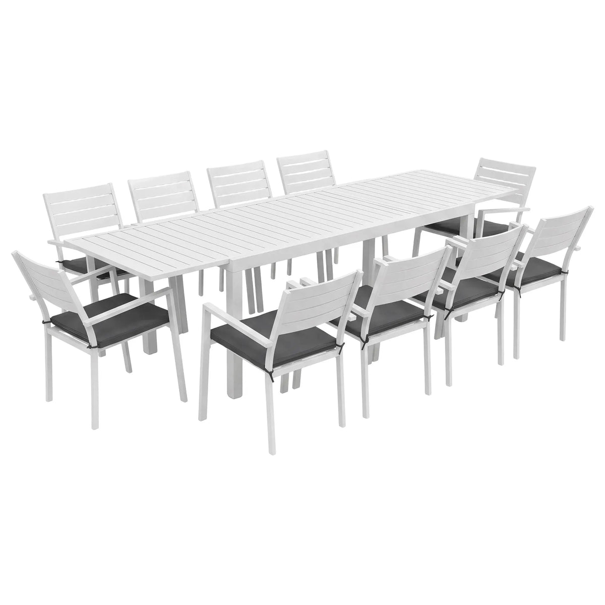 Gardeon Outdoor Dining Set 11PCS Aluminum Extendable Table and Chairs Patio Furniture White - Image 9