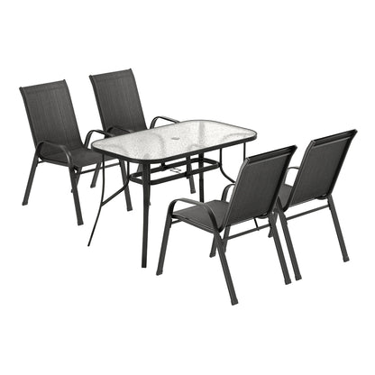 Gardeon 5PC Outdoor Dining Set Table and Chairs Patio Furniture Bistro Set Garden Black - Image 3