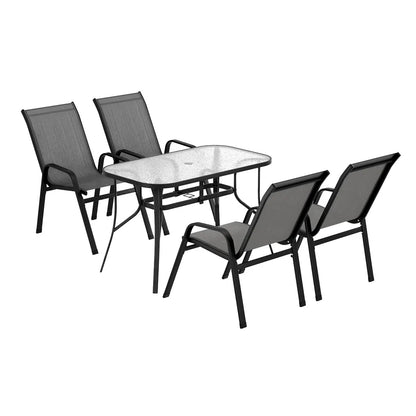 Gardeon 5PC Outdoor Dining Set Table and Chairs Patio Furniture Bistro Set Garden Grey - Image 3