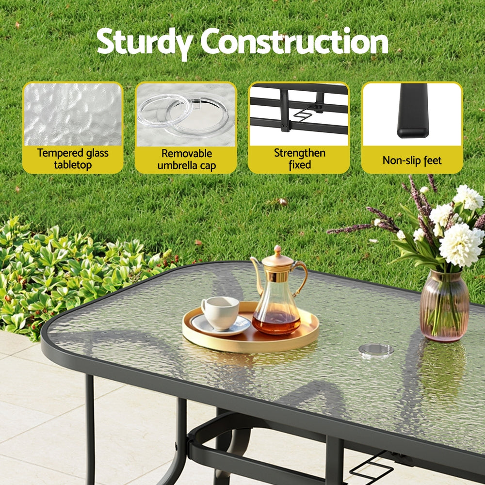 Gardeon 5PC Outdoor Dining Set Table and Chairs Patio Furniture Bistro Set Garden Grey - Image 6
