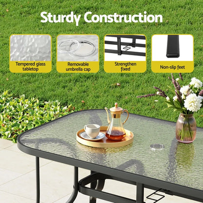 Gardeon 5PC Outdoor Dining Set Table and Chairs Patio Furniture Bistro Set Garden Grey - Image 6