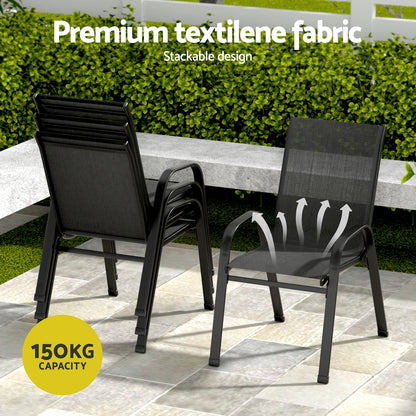 Gardeon 7PC Outdoor Dining Set Table and Chairs Patio Furniture Garden Bistro Set Black - Image 5