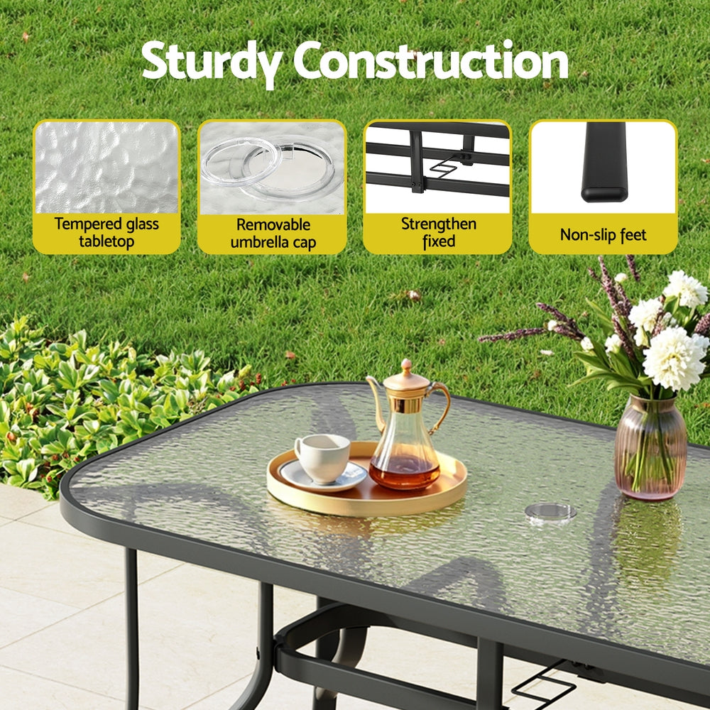 Gardeon 7PC Outdoor Dining Set Table and Chairs Patio Furniture Garden Bistro Set Black - Image 6