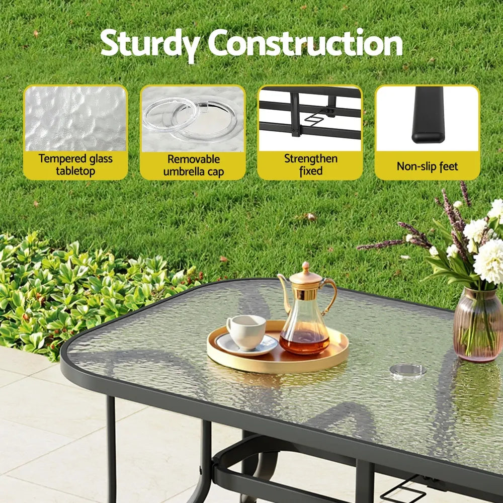 Gardeon 7PC Outdoor Dining Set Table and Chairs Patio Furniture Garden Bistro Set Grey - Image 6