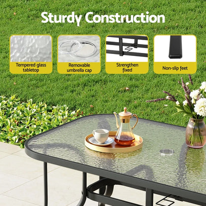 Gardeon 7PC Outdoor Dining Set Table and Chairs Patio Furniture Garden Bistro Set Grey - Image 6