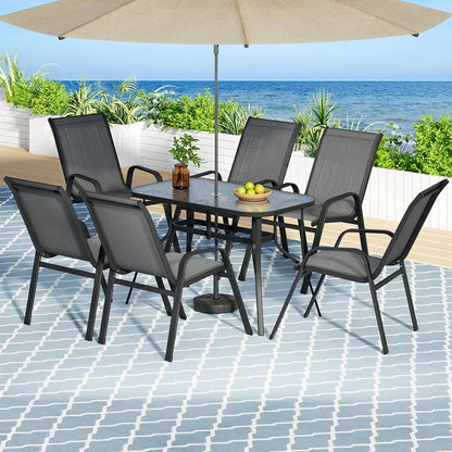 Gardeon 7PC Outdoor Dining Set Table and Chairs Patio Furniture Garden Bistro Set Grey - Image 7