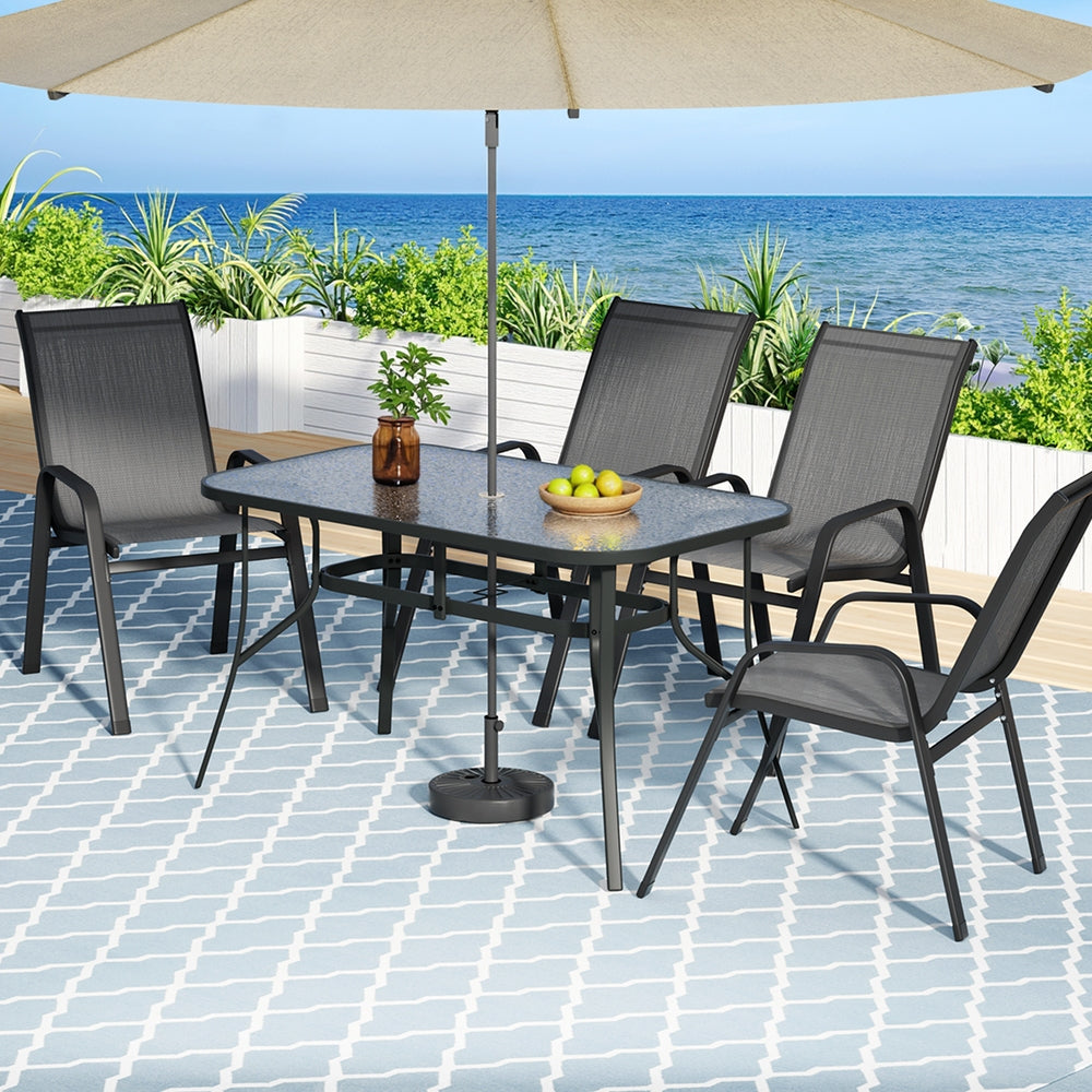 Gardeon 5PC Outdoor Dining Set Table and Chairs Patio Furniture Bistro Set Garden Grey - Image 7