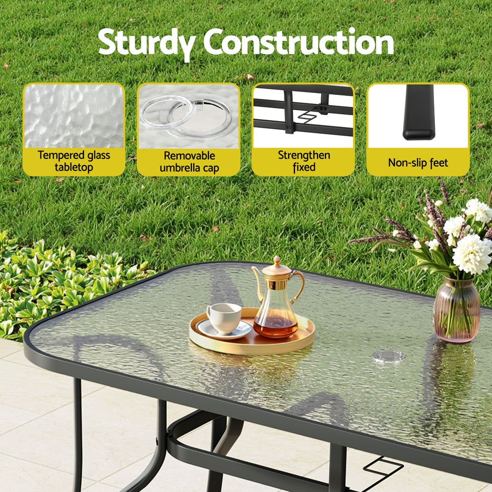 Gardeon 7PC Outdoor Dining Set Table and Chairs Patio Furniture Bistro Set Garden Grey - Image 6