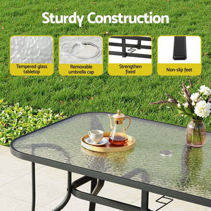 Gardeon 7PC Outdoor Dining Set Table and Chairs Patio Furniture Bistro Set Garden Grey - Image 6