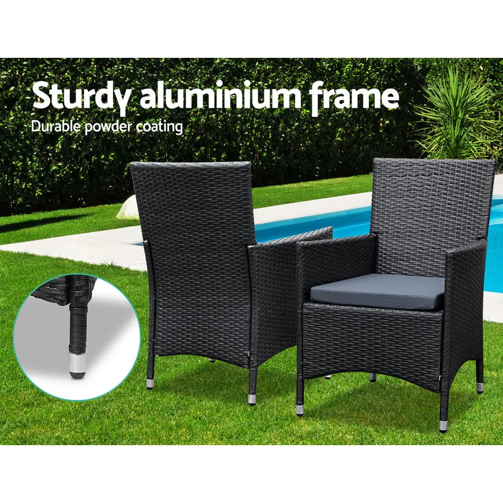 Gardeon Outdoor Dining Set 7 Piece Wicker Lounge Setting Black - Image 5