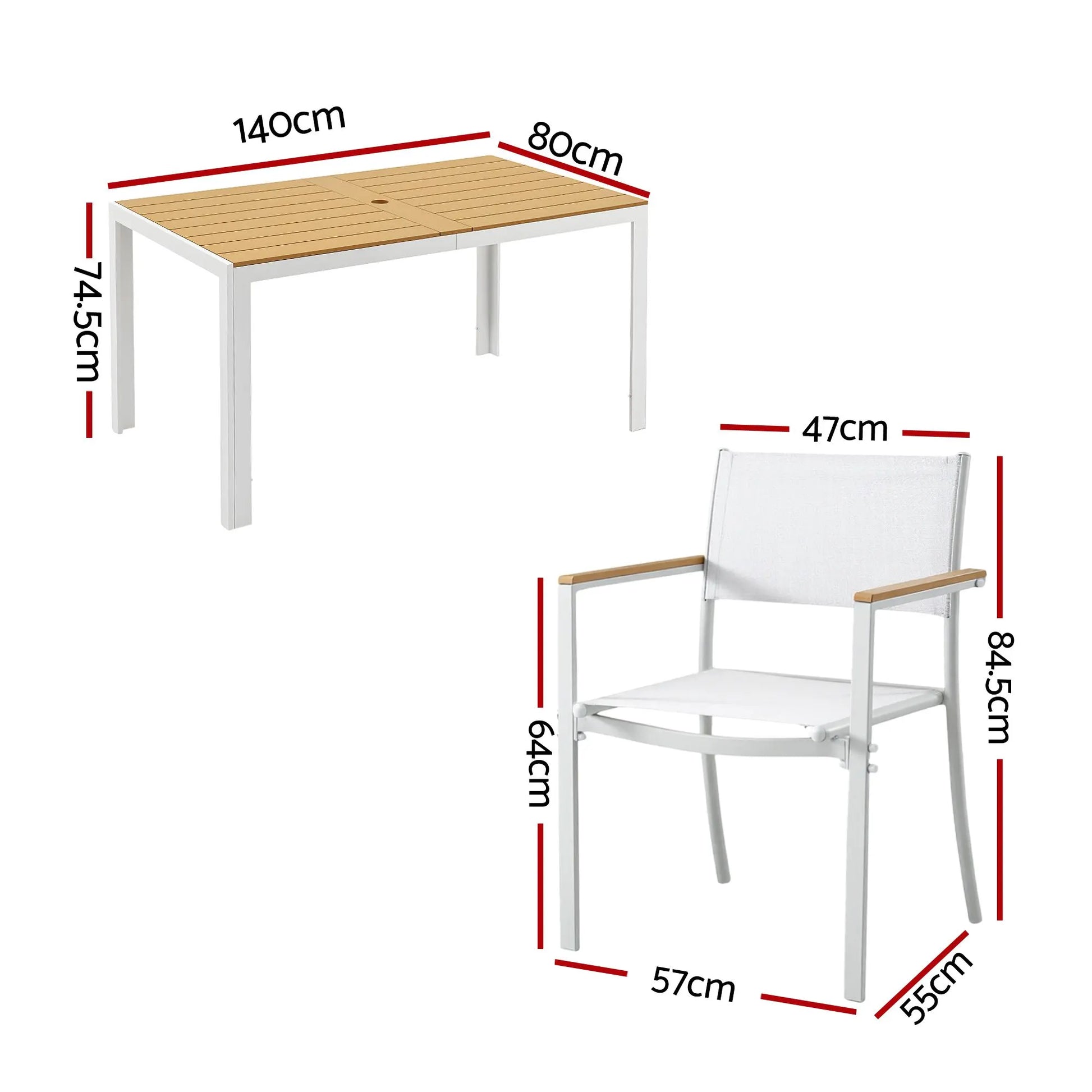 Gardeon 7PCS Outdoor Dining Set Table and Chairs Patio Garden Furniture Bistro Set White - Image 2