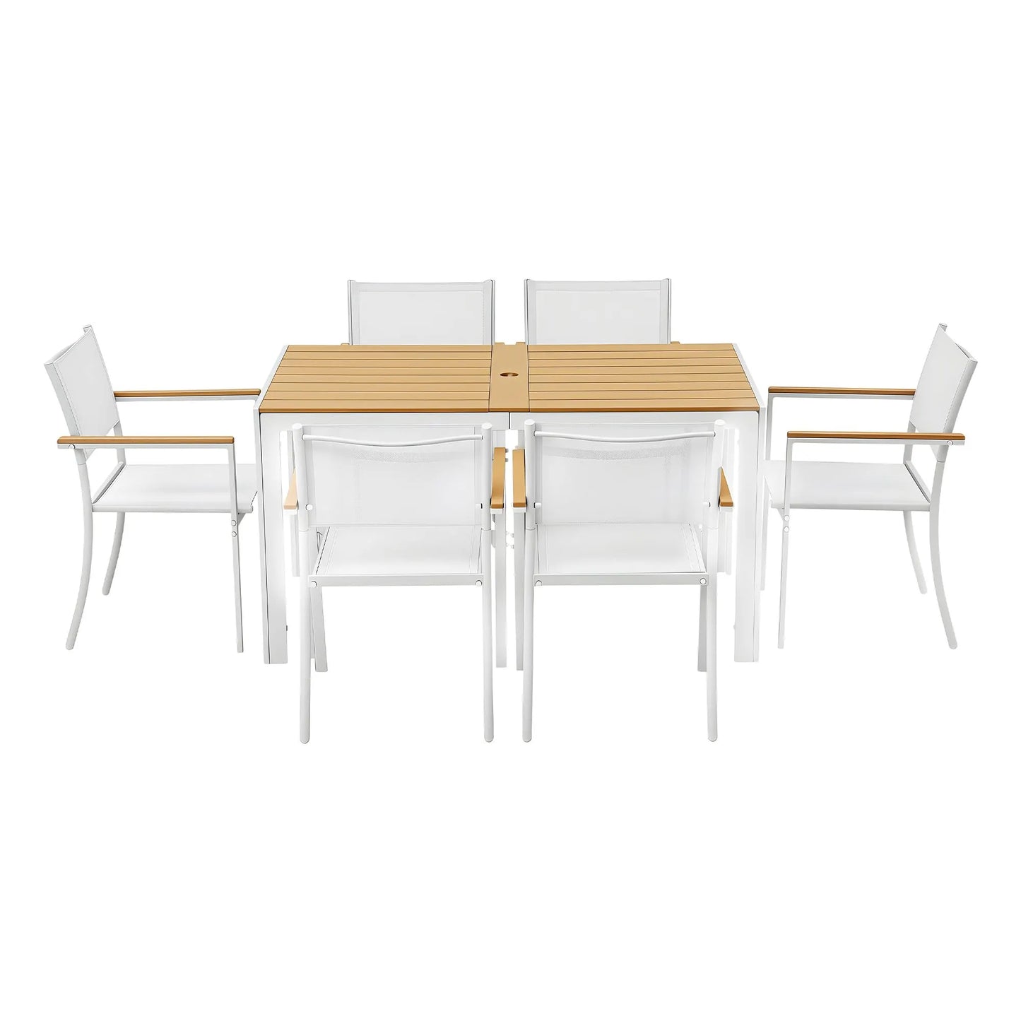Gardeon 7PCS Outdoor Dining Set Table and Chairs Patio Garden Furniture Bistro Set White - Image 3