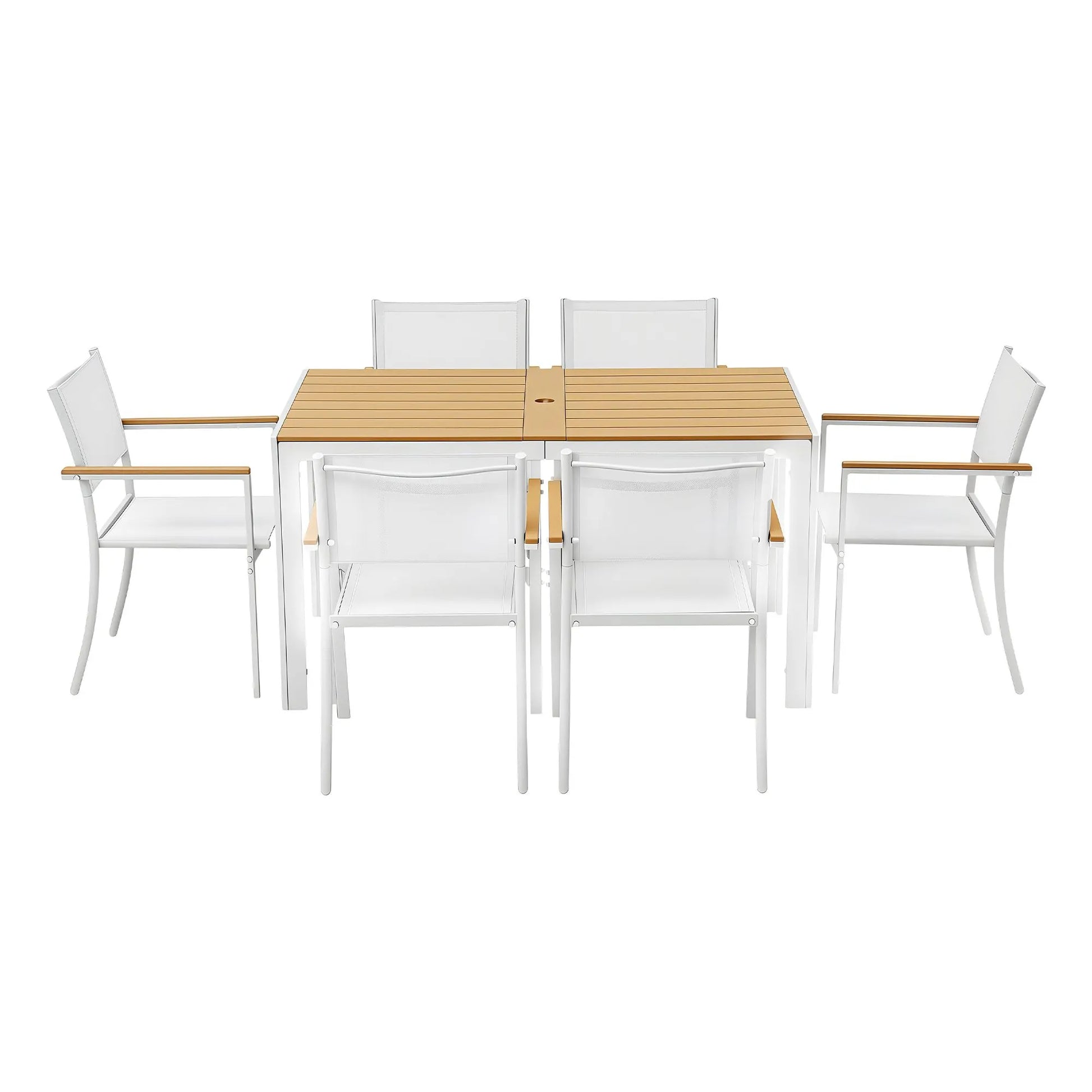 Gardeon 7PCS Outdoor Dining Set Table and Chairs Patio Garden Furniture Bistro Set White - Image 3