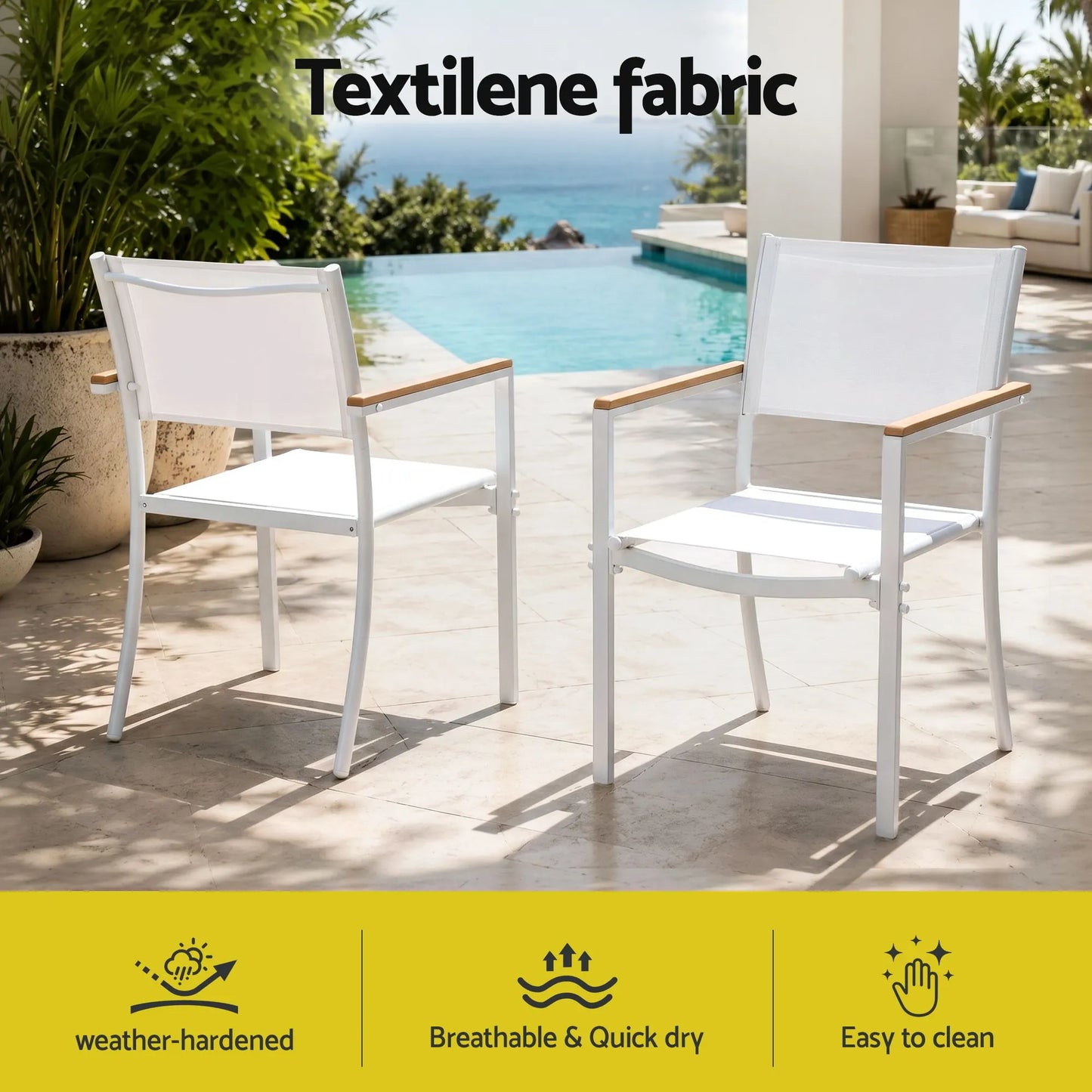 Gardeon 7PCS Outdoor Dining Set Table and Chairs Patio Garden Furniture Bistro Set White - Image 5