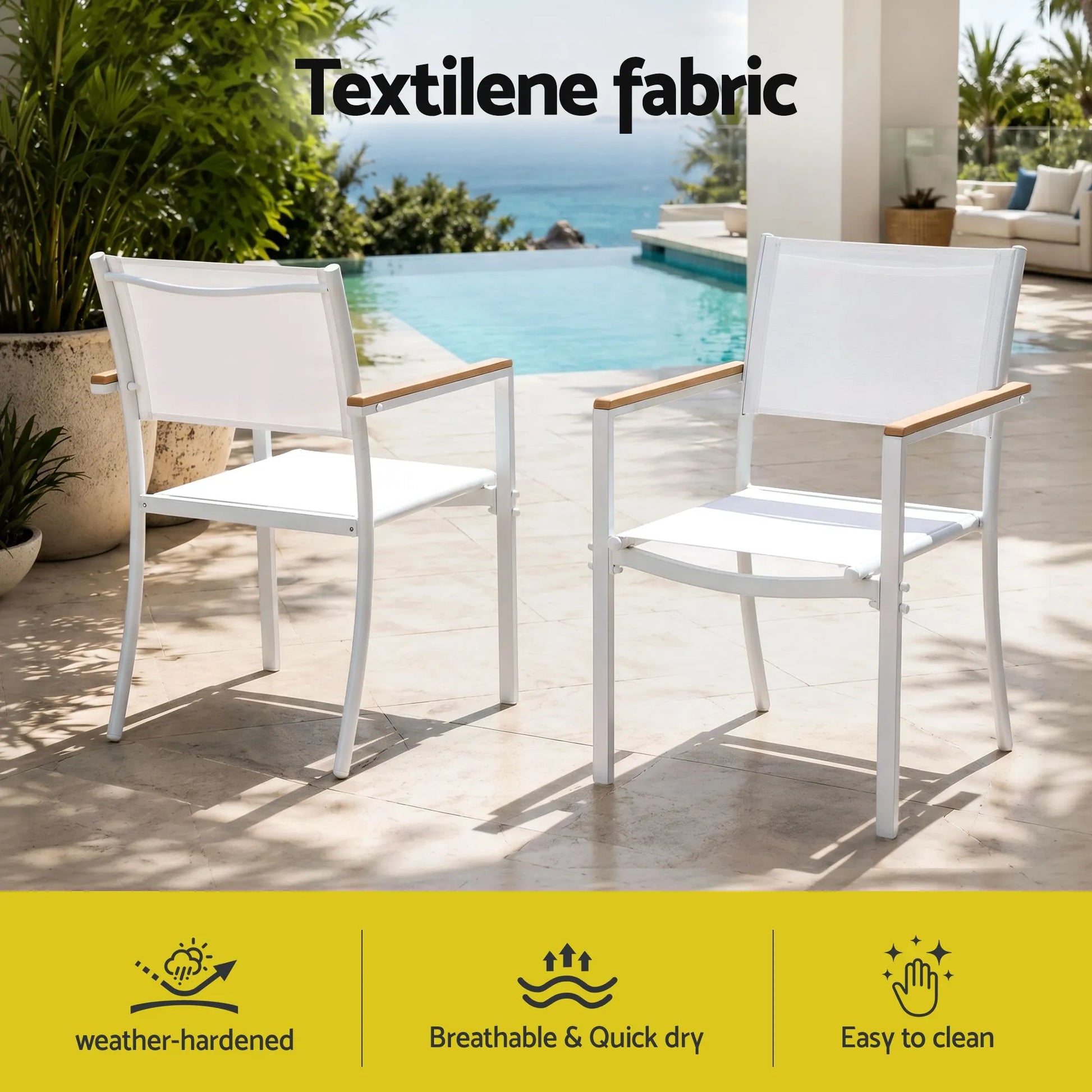 Gardeon 7PCS Outdoor Dining Set Table and Chairs Patio Garden Furniture Bistro Set White - Image 5