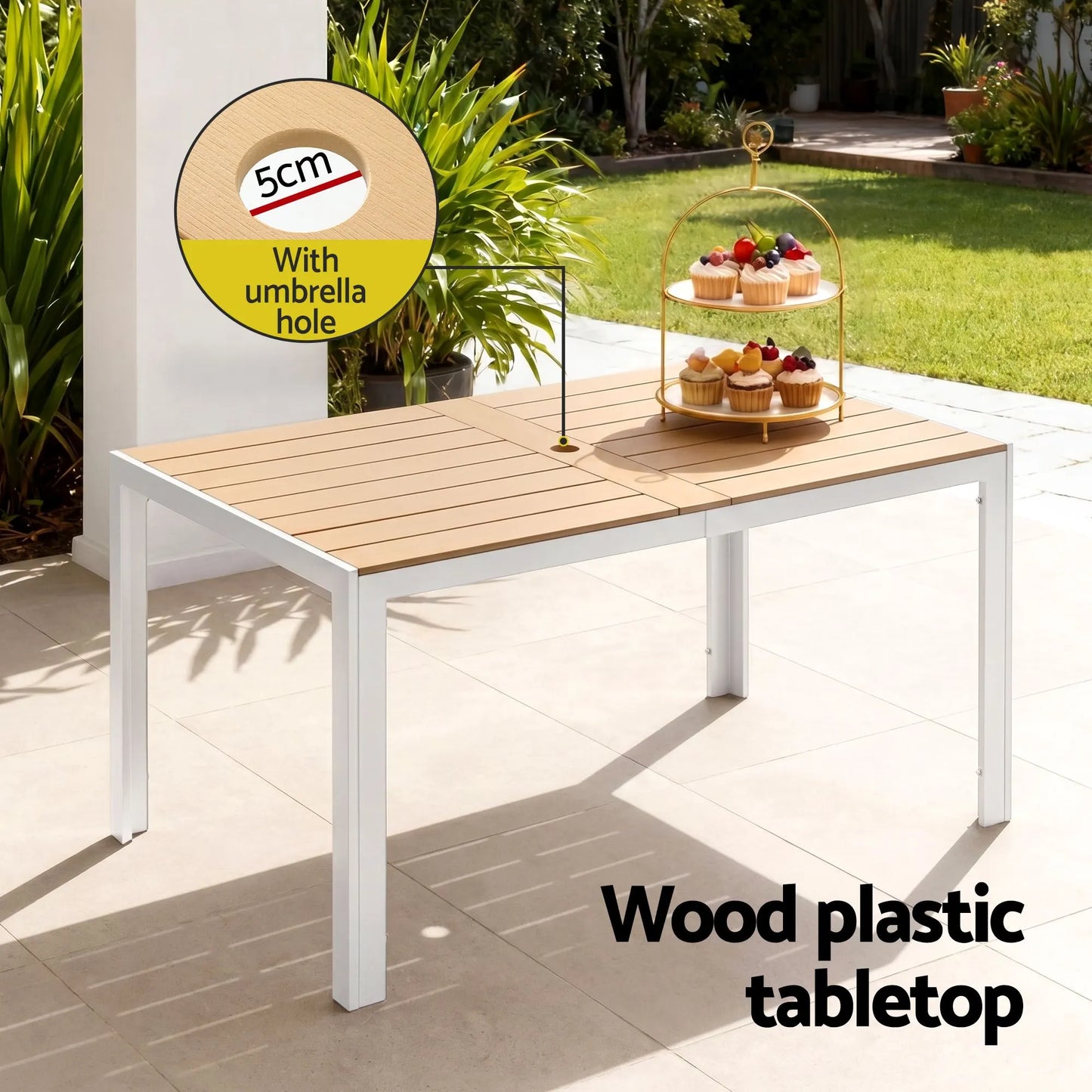 Gardeon 7PCS Outdoor Dining Set Table and Chairs Patio Garden Furniture Bistro Set White - Image 6