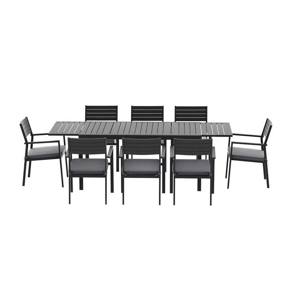 Gardeon Outdoor Dining Set 9PCS Aluminum Extendable Table Chairs Patio Furniture - Image 4
