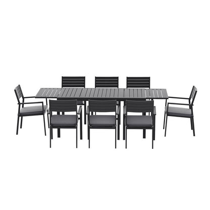 Gardeon Outdoor Dining Set 9PCS Aluminum Extendable Table Chairs Patio Furniture - Image 4