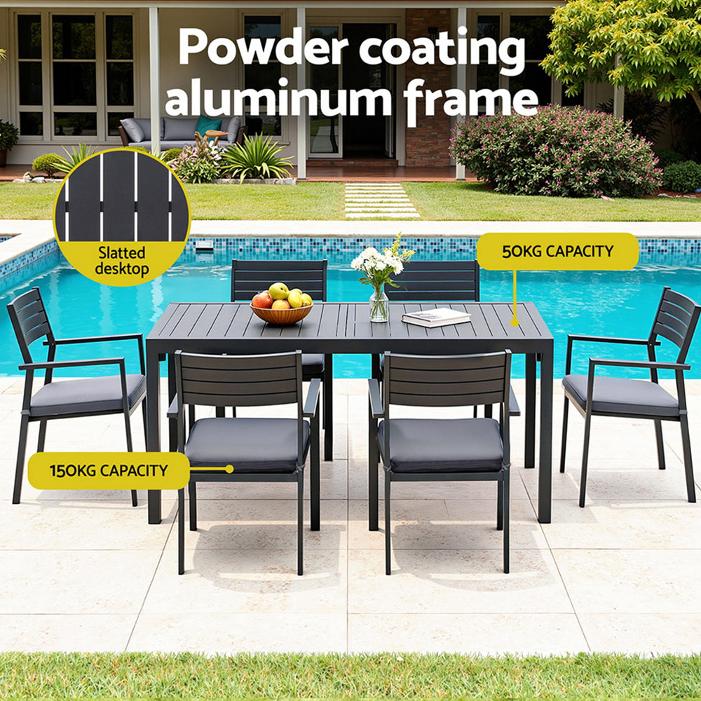 Gardeon Outdoor Dining Set 9PCS Aluminum Extendable Table Chairs Patio Furniture - Image 5