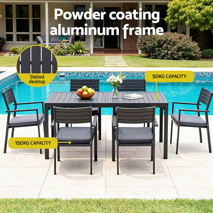 Gardeon Outdoor Dining Set 9PCS Aluminum Extendable Table Chairs Patio Furniture - Image 5
