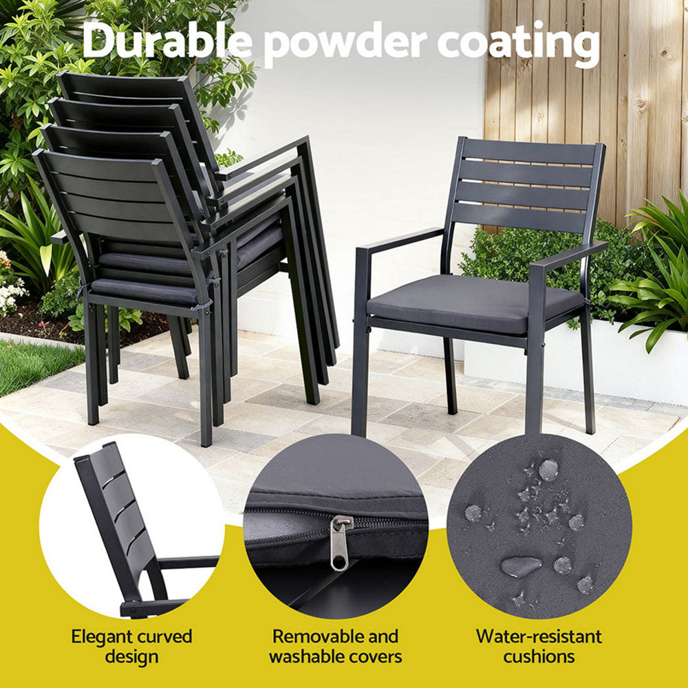 Gardeon Outdoor Dining Set 9PCS Aluminum Extendable Table Chairs Patio Furniture - Image 6