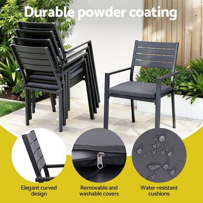 Gardeon Outdoor Dining Set 9PCS Aluminum Extendable Table Chairs Patio Furniture - Image 6