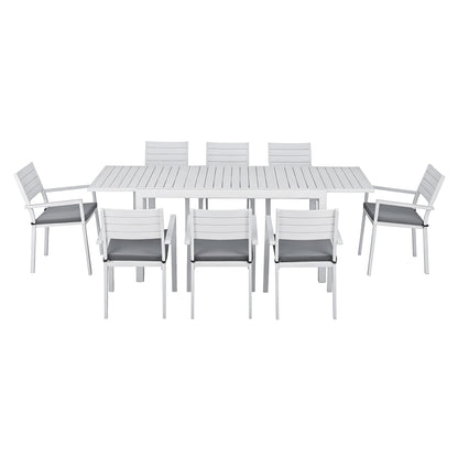 Gardeon Outdoor Dining Set 9PCS Aluminum Extendable Table Chairs Patio Furniture - Image 3