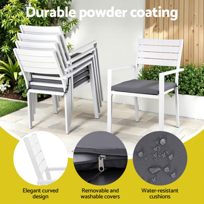 Gardeon Outdoor Dining Set 9PCS Aluminum Extendable Table Chairs Patio Furniture - Image 5