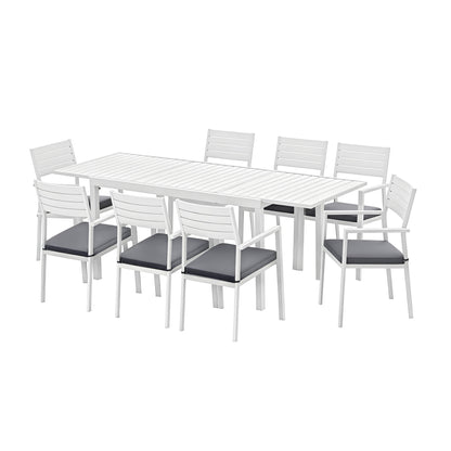 Gardeon Outdoor Dining Set 9PCS Aluminum Extendable Table Chairs Patio Furniture - Image 8