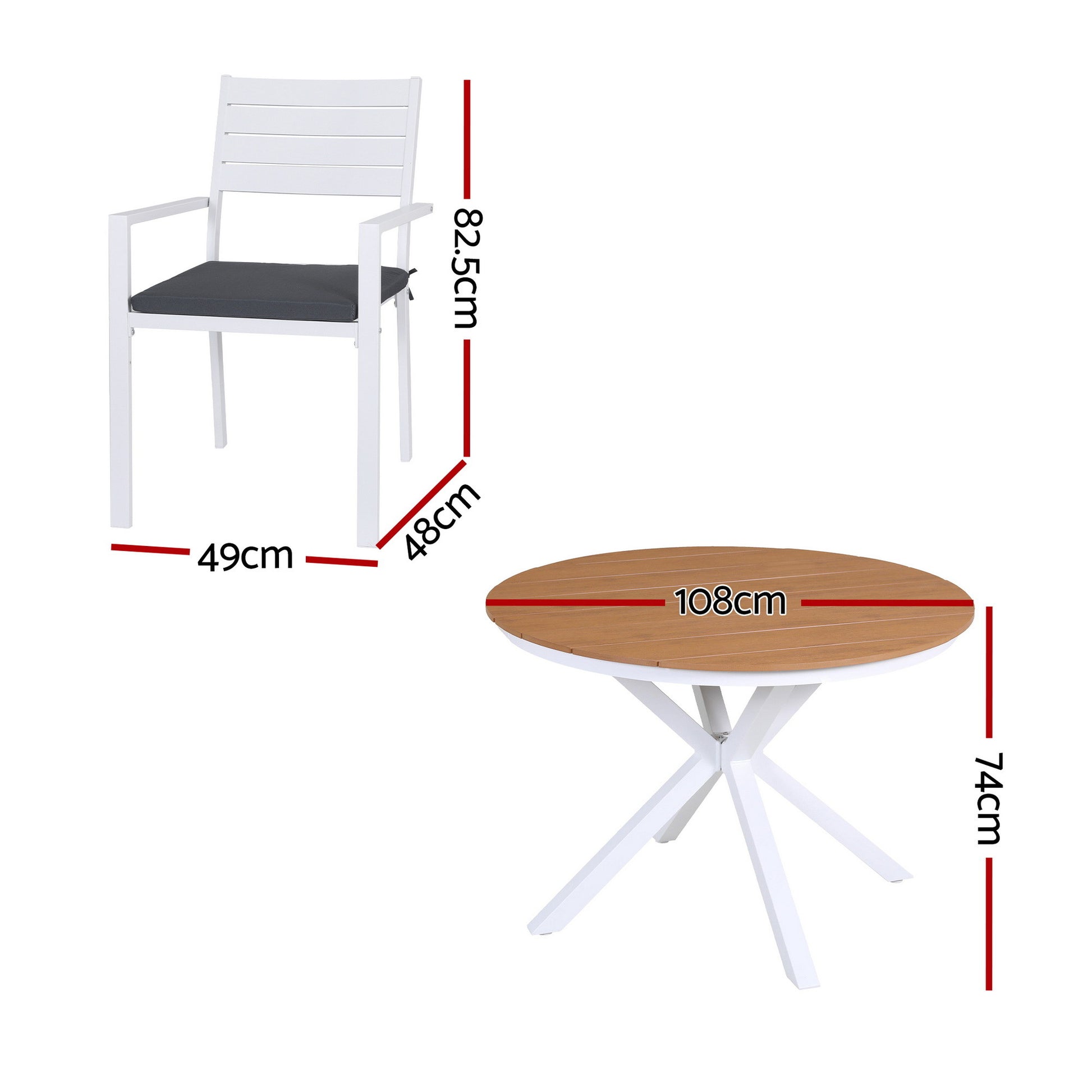 Gardeon Outdoor Dining Set 5 Piece Aluminum WPC Tabletop Patio Furniture - Image 2