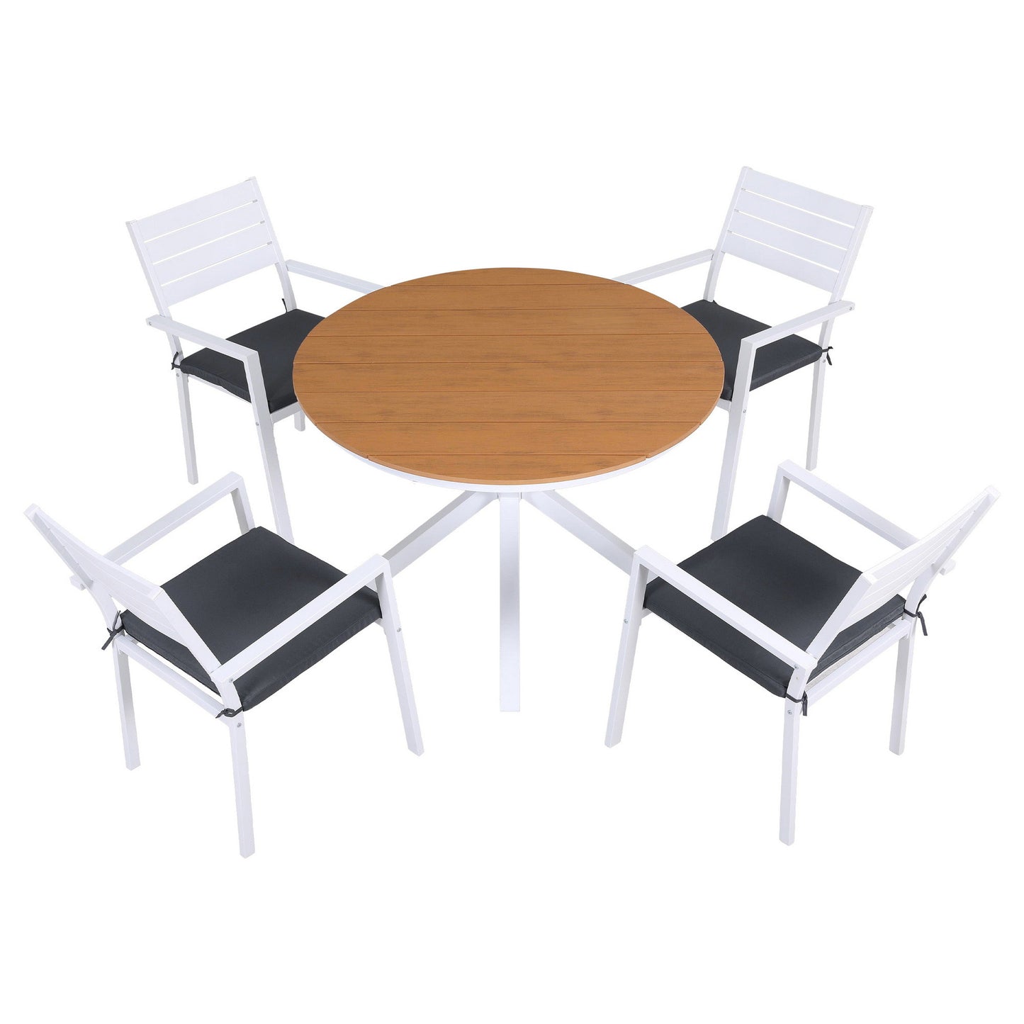 Gardeon Outdoor Dining Set 5 Piece Aluminum WPC Tabletop Patio Furniture - Image 3