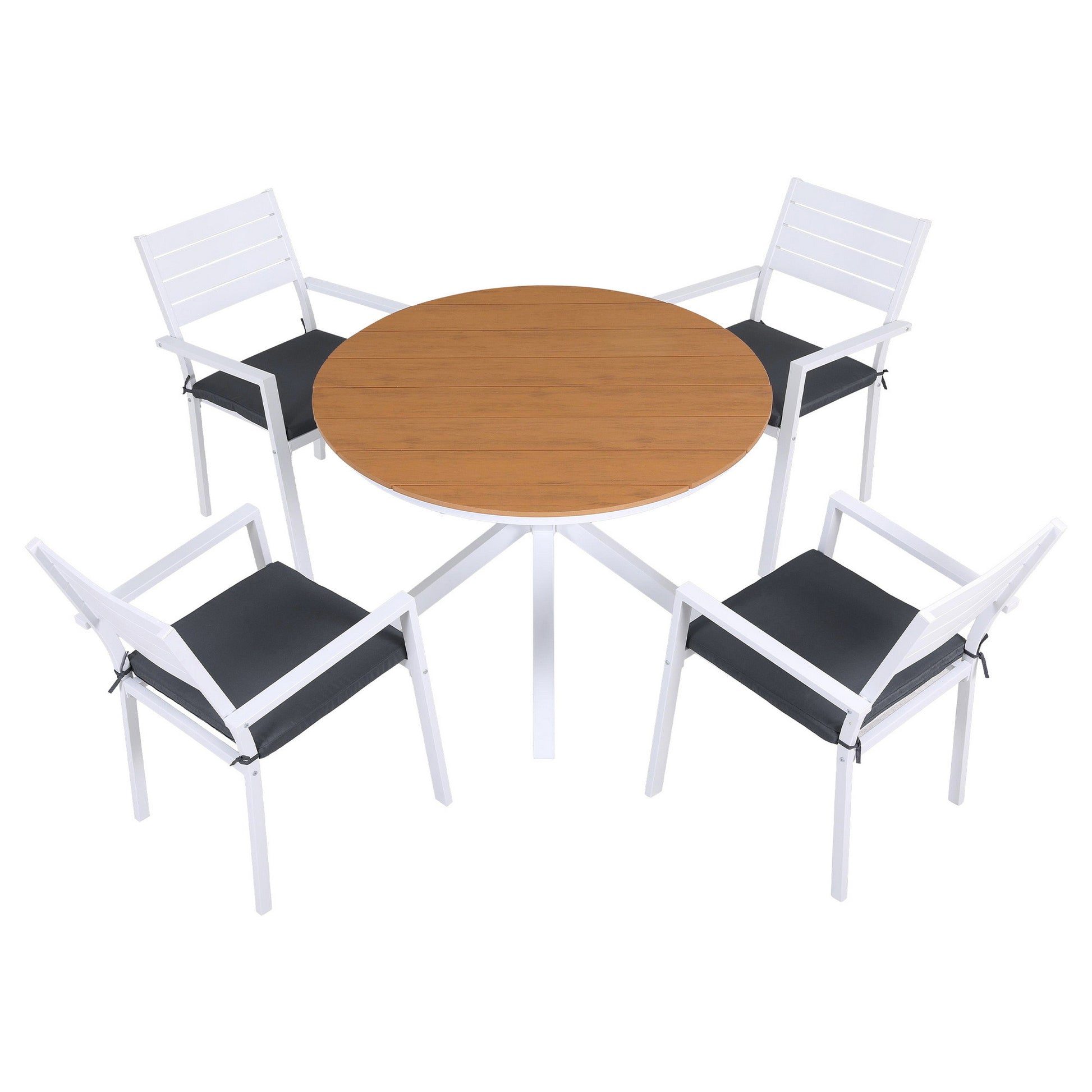 Gardeon Outdoor Dining Set 5 Piece Aluminum WPC Tabletop Patio Furniture - Image 3