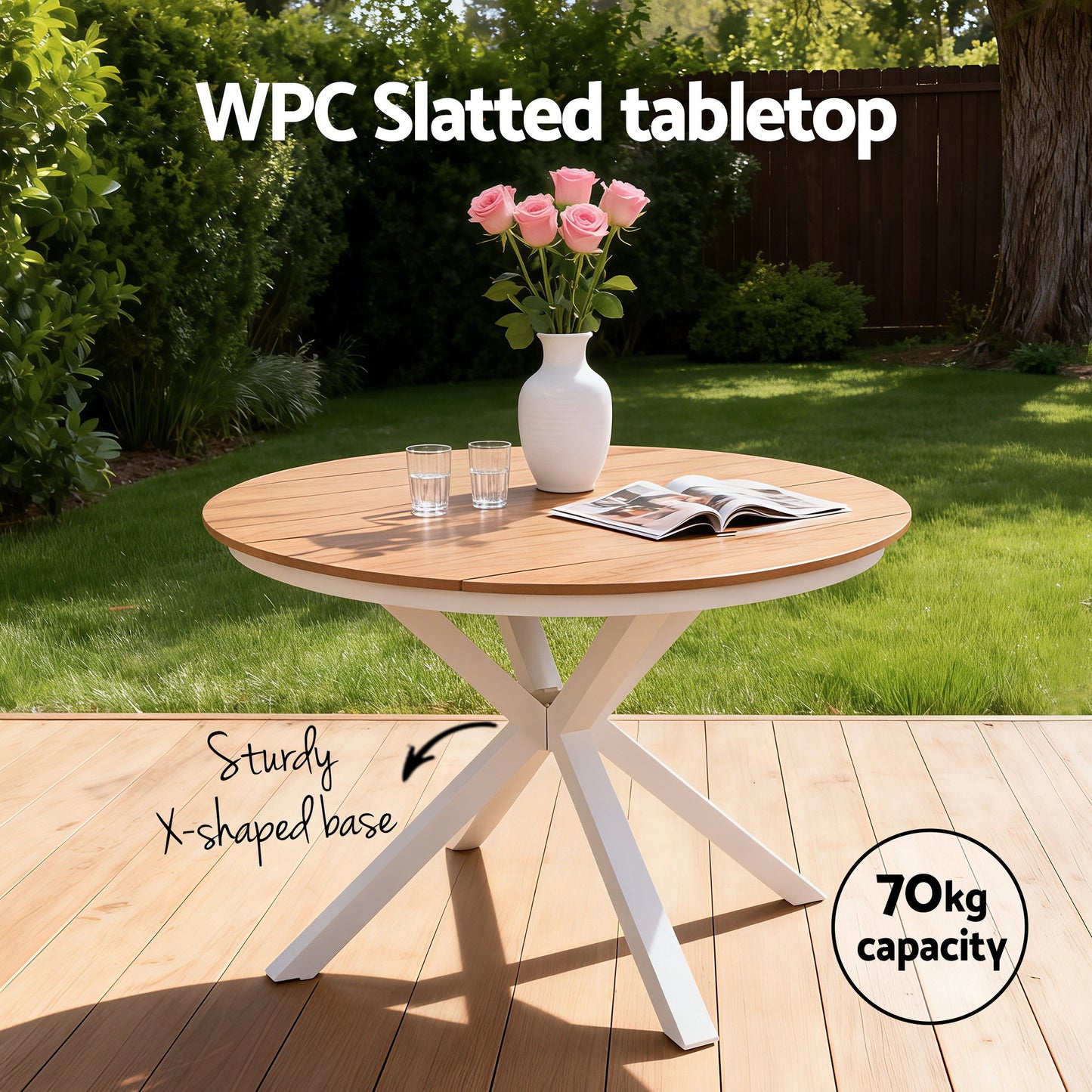 Gardeon Outdoor Dining Set 5 Piece Aluminum WPC Tabletop Patio Furniture - Image 6