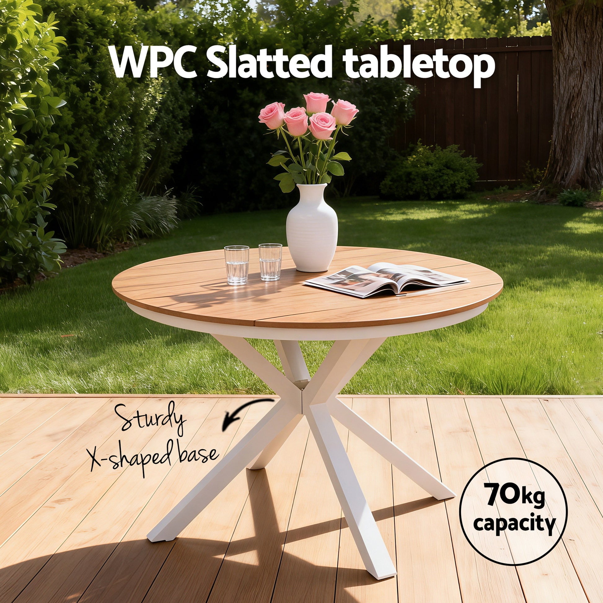 Gardeon Outdoor Dining Set 5 Piece Aluminum WPC Tabletop Patio Furniture - Image 6