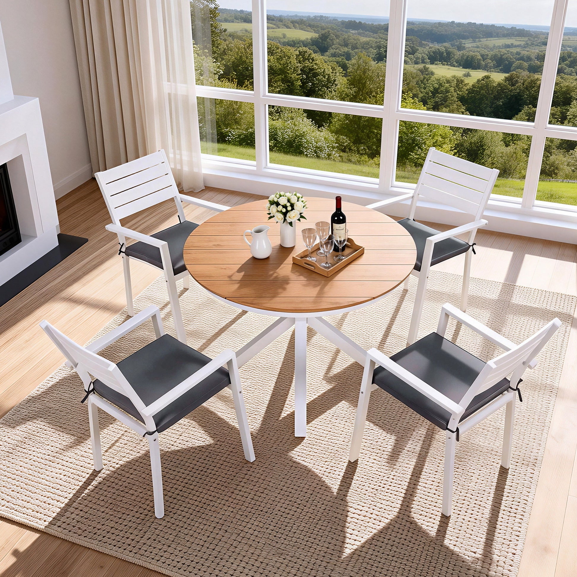 Gardeon Outdoor Dining Set 5 Piece Aluminum WPC Tabletop Patio Furniture - Image 7